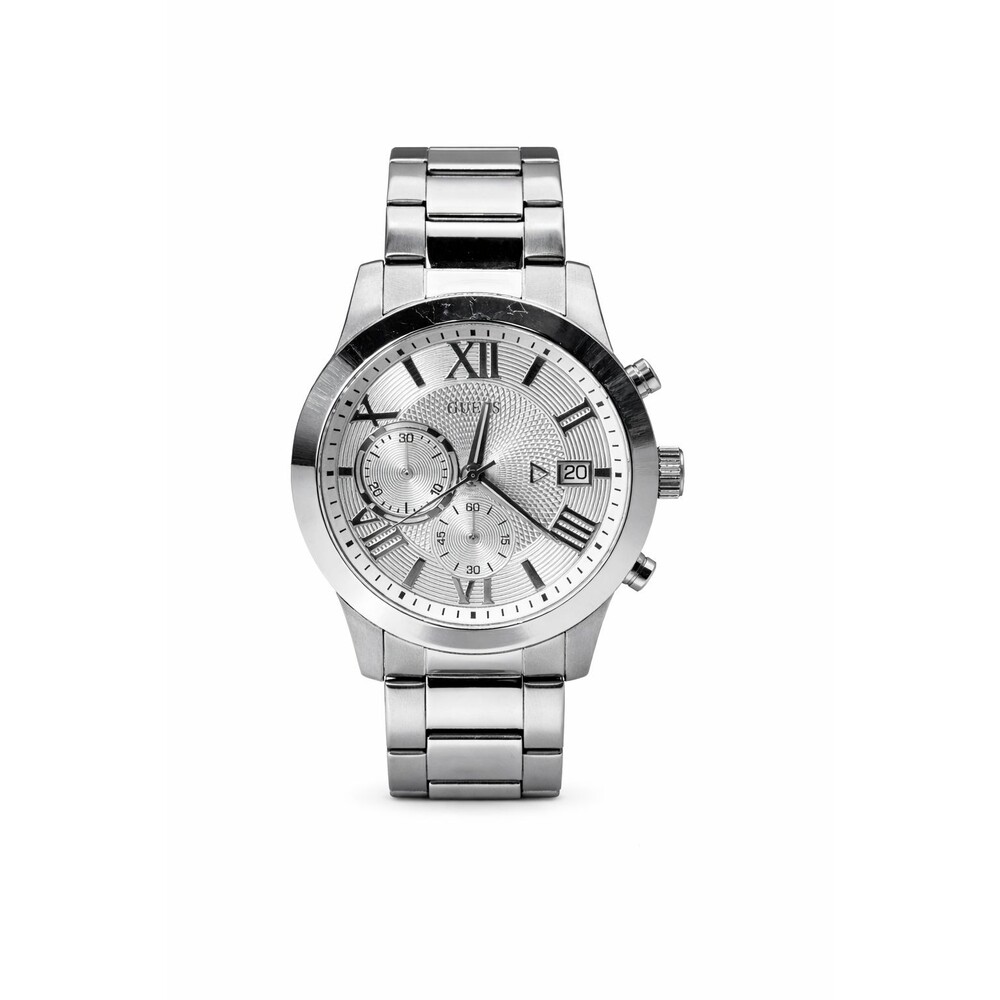 GUESS Atlas U0668G7 Men's Silver-Tone Chronograph Watch 45mm